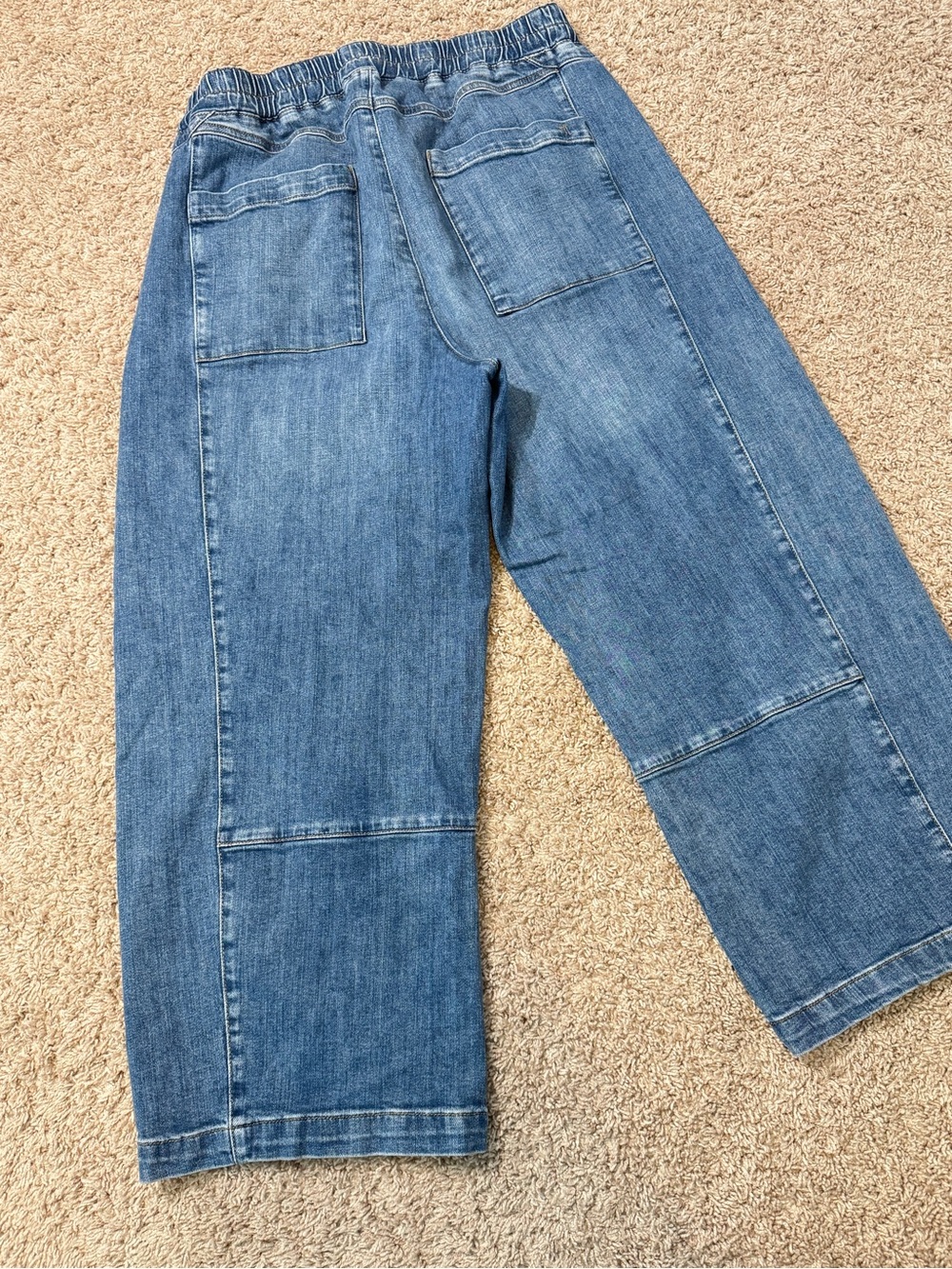 Pilcro Anthropologie The Izzie Relaxed Barrel Pull-On Elastic Waist Jeans Size L - Picture 9 of 15